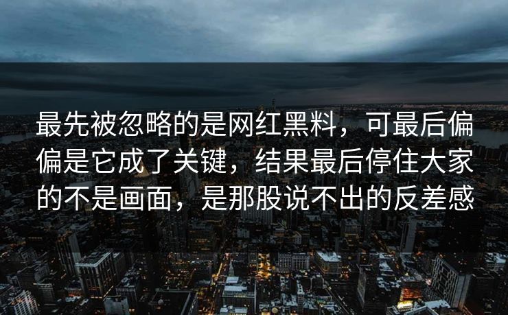 最先被忽略的是网红黑料，可最后偏偏是它成了关键，结果最后停住大家的不是画面，是那股说不出的反差感