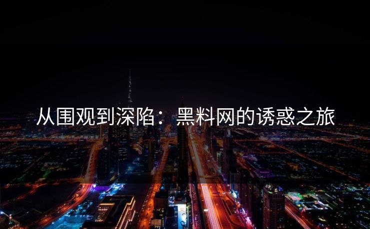 从围观到深陷：黑料网的诱惑之旅