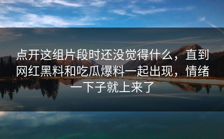 点开这组片段时还没觉得什么，直到网红黑料和吃瓜爆料一起出现，情绪一下子就上来了