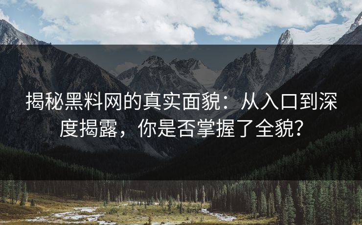 揭秘黑料网的真实面貌:从入口到深度揭露,你是否掌握了全貌? 揭秘黑料网的真实面貌:从入口到深度揭露,你是否掌握了全貌?