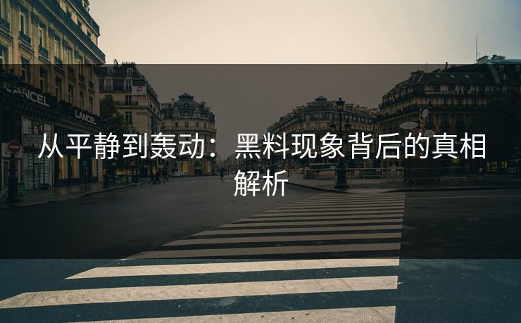从平静到轰动：黑料现象背后的真相解析