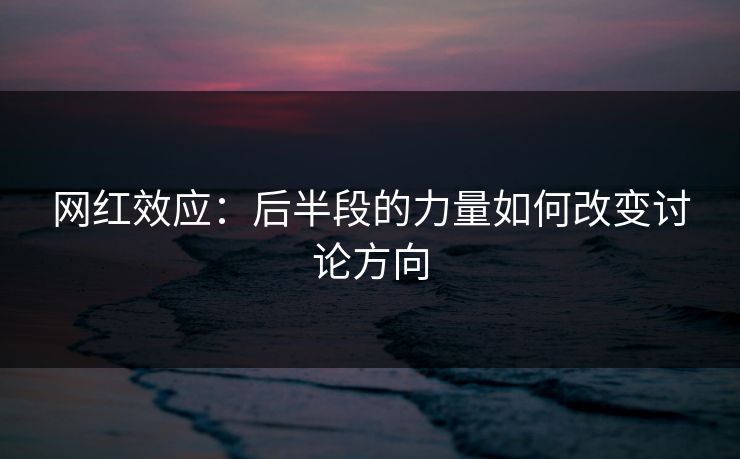 网红效应:后半段的力量如何改变讨论方向 网红效应:后半段的力量如何改变讨论方向